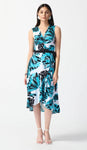 Joseph Ribkoff 242160 Vanilla/Multi Butterfly Print Faux Wrap Hi-Low Midi Dress