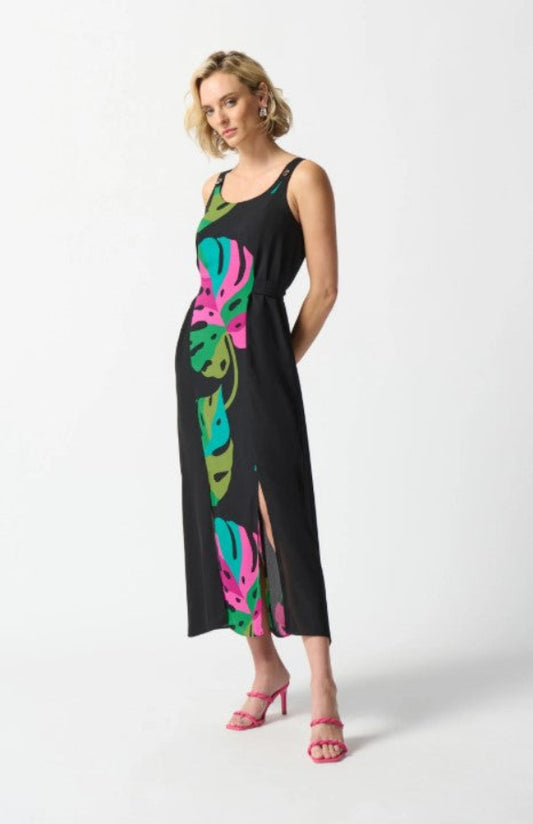 Joseph Ribkoff 242163 Black/Multi Tropical Print Maxi Dress