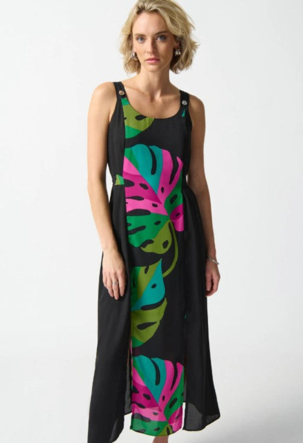 Joseph Ribkoff 242163 Black/Multi Tropical Print Maxi Dress
