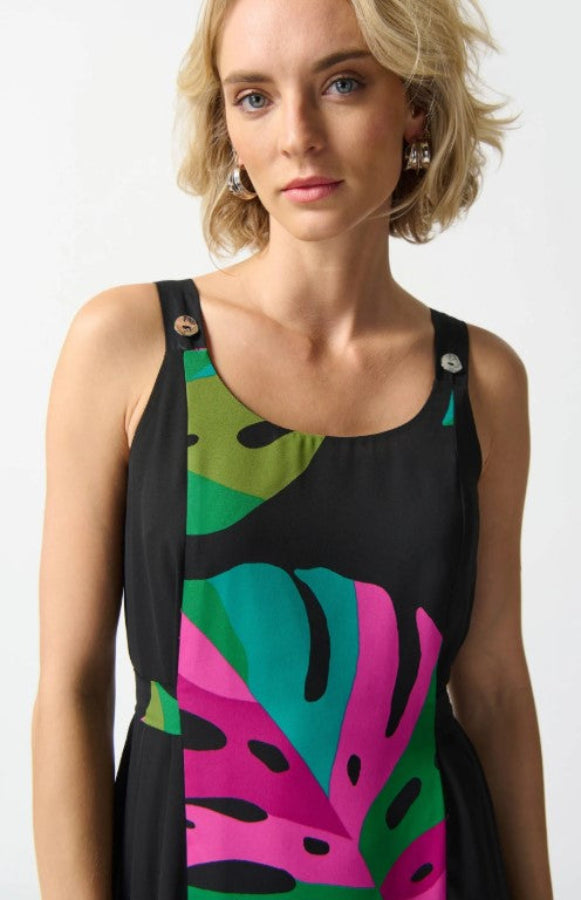 Joseph Ribkoff 242163 Black/Multi Tropical Print Maxi Dress