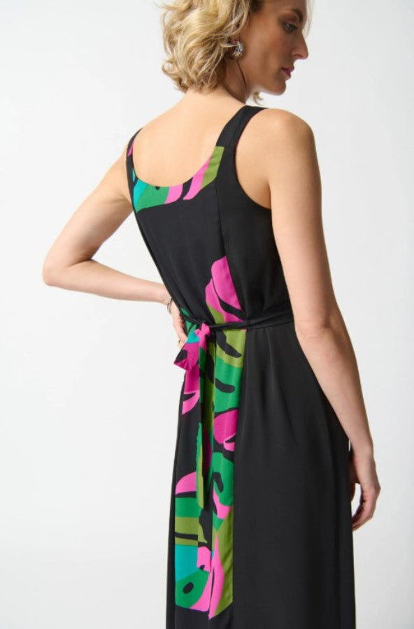 Joseph Ribkoff 242163 Black/Multi Tropical Print Maxi Dress