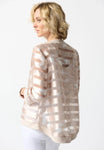 Joseph Ribkoff 242170 Beige/Off-White Striped Satin Sheer Swing Jacket