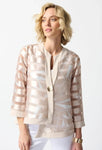 Joseph Ribkoff 242170 Beige/Off-White Striped Satin Sheer Swing Jacket