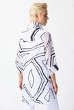 Joseph Ribkoff 242171 White/Black Abstract Print 3/4 Sleeve Organza Top