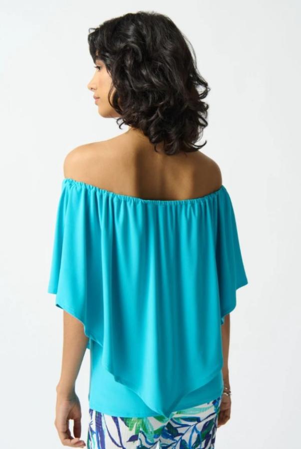 Joseph Ribkoff 242174 Layered Shirred Off-Shoulder Lightweight Top