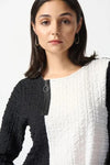 Joseph Ribkoff 242120 Black/White Color Block Textured Check Woven Top