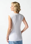 Joseph Ribkoff 242181 Vanilla Chain Detail Cap Sleeve Fitted Top