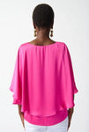 Joseph Ribkoff 242202 Ultra Pink Flowy Satin V-Neck Top