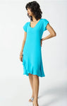 Joseph Ribkoff 242206 Seaview Asymmetric Ruffled Hem Gauze A-Line Dress