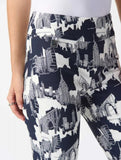 Joseph Ribkoff 242212 Vanilla/Midnight Blue Cityscape Pull On Capri Pants