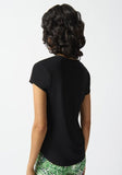 Joseph Ribkoff 242217 Black Boxy V-Neck Chan Detail Top