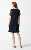 Joseph Ribkoff 242218 Midnight Blue Short Mesh Sleeve A-Line Dress