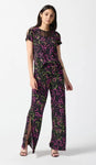 Joseph Ribkoff 242221 Black/Multi Abstract Print Side Slit Pull On Pants