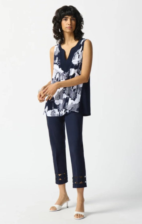 Joseph Ribkoff 242233 Vanilla/Midnight Blue Cityscape Print Tank Top