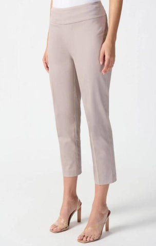 Joseph Ribkoff 242240 Taupe Stretch Pull On Straight Cropped Pants