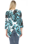 Joseph Ribkoff 242241 Vanilla/Multi Butterfly Print Embellished Zip Front Tunic Top