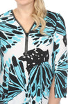 Joseph Ribkoff 242241 Vanilla/Multi Butterfly Print Embellished Zip Front Tunic Top