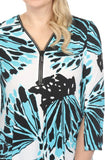 Joseph Ribkoff 242241 Vanilla/Multi Butterfly Print Embellished Zip Front Tunic Top