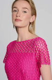 Joseph Ribkoff 242704 Shocking Pink Lace Midi Trumpet Dress