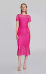 Joseph Ribkoff 242704 Shocking Pink Lace Midi Trumpet Dress