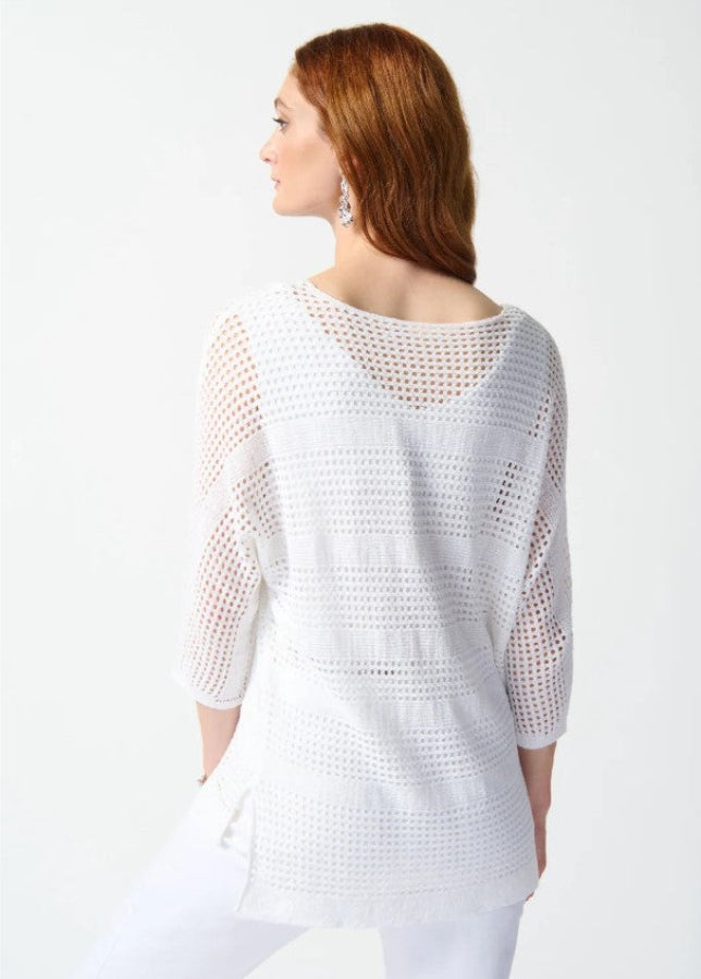 Joseph Ribkoff 242903 Vanilla Open Stitch Pullover Sweater Top