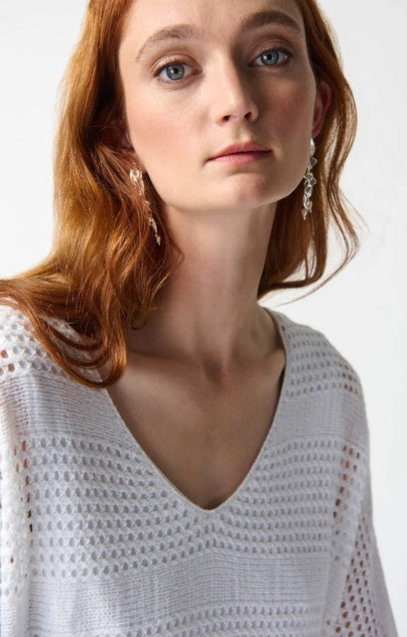 Joseph Ribkoff 242903 Vanilla Open Stitch Pullover Sweater Top