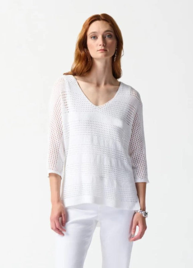 Joseph Ribkoff 242903 Vanilla Open Stitch Pullover Sweater Top