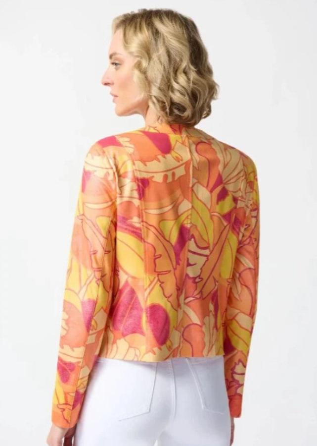 Joseph Ribkoff 242916 Pink/Multi Floral Print Studded Fitted Jacket