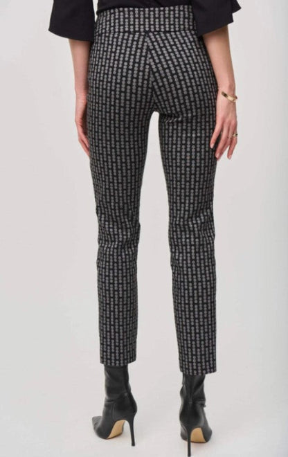 Joseph Ribkoff 243131 Black/Grey Geometric Jacquard Slim Ankle Pants