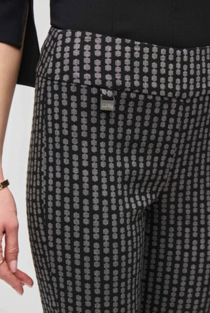 Joseph Ribkoff 243131 Black/Grey Geometric Jacquard Slim Ankle Pants