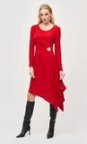 Joseph Ribkoff 243153 Lipstick Red Asymmetric Midi Fit And Flare Dress