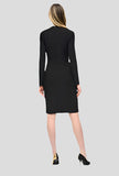 Joseph Ribkoff 243274 Black Faux Leather Trim Sheath Dress