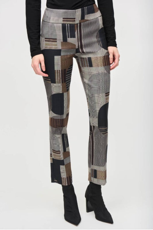 Patterned pants worn by a person on a white background