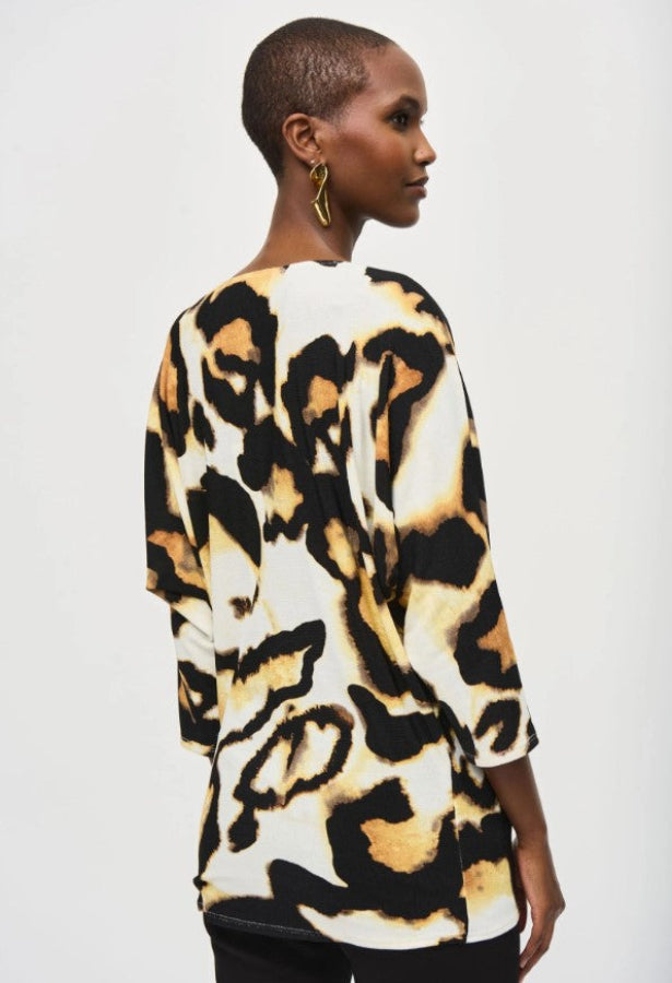 Joseph Ribkoff 243310 Off-White/Multi Animal Print Cowl Neck Top