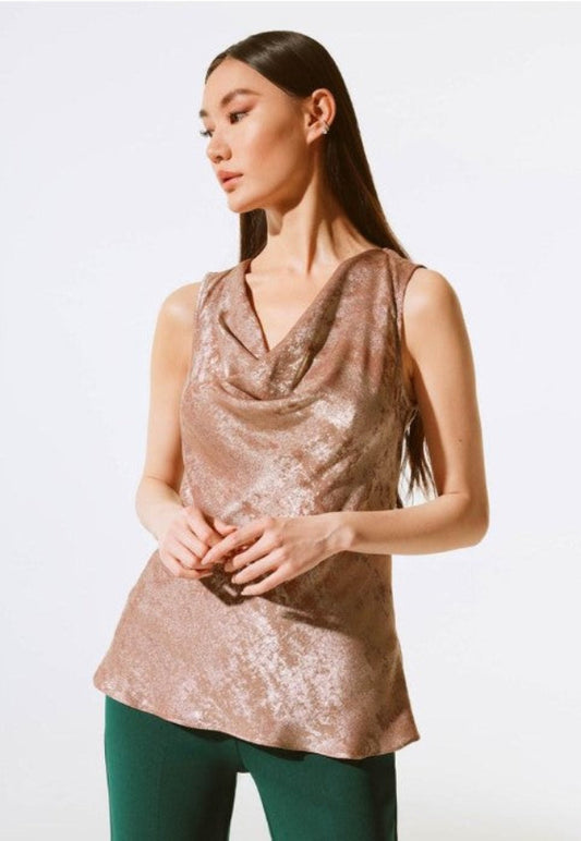 Joseph Ribkoff 243767 Cowl Neck Sleeveless Satin Sleeveless Top