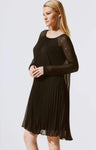 Joseph Ribkoff 243778 Black Pleated Chiffon Sequin Embellished Dress