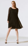 Joseph Ribkoff 243778 Black Pleated Chiffon Sequin Embellished Dress