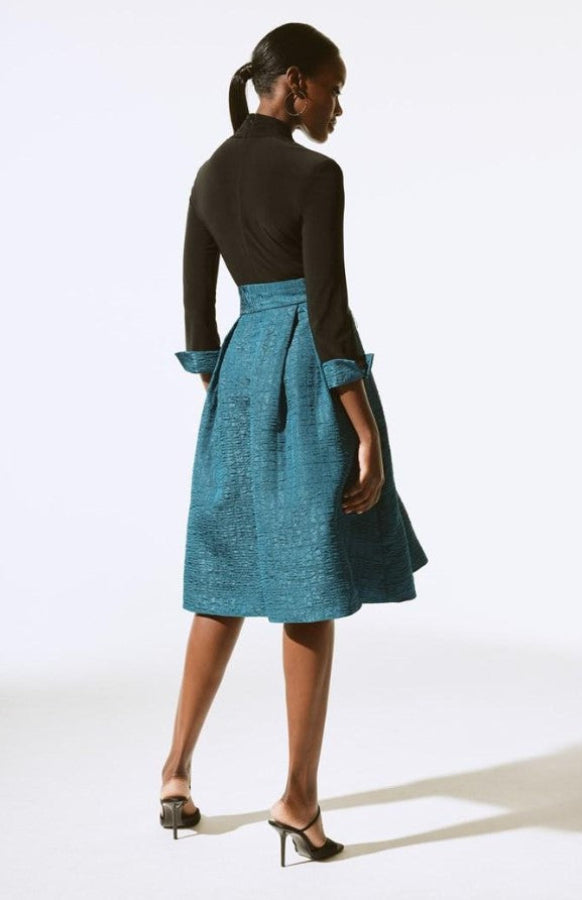 Joseph Ribkoff 243783 Twilight/Black Jacquard Fit And Flare Dress