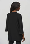 Joseph Ribkoff 244026 Black Embellished Zip V-Neck High-Low Tunic Top