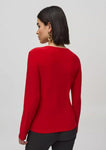 Joseph Ribkoff 244066 Lipstick Red Mesh Round Neck Fitted Top