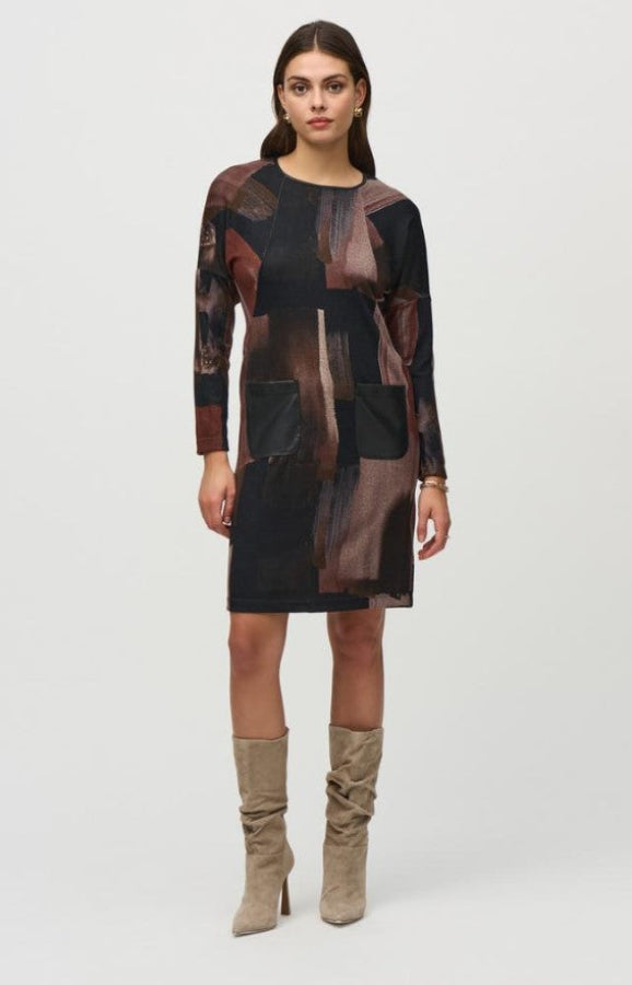 Joseph Ribkoff 244123 Multi-Color Abstract Print Shift Dress