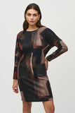 Joseph Ribkoff 244123 Multi-Color Abstract Print Shift Dress