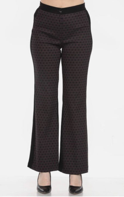 Black patterned pants on a white background