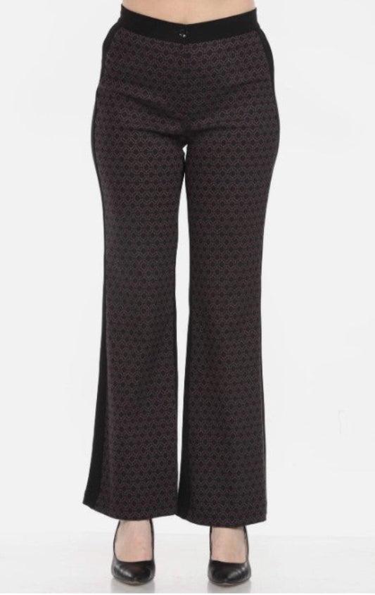Black patterned pants on a white background
