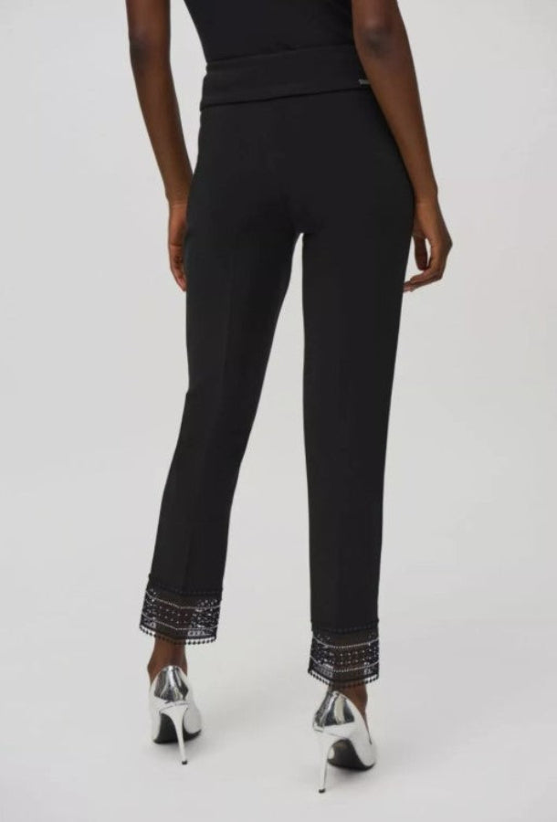 Joseph Ribkoff 244177 Black Pull-On Studded Lace Cuff Pants