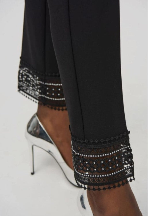 Joseph Ribkoff 244177 Black Pull-On Studded Lace Cuff Pants