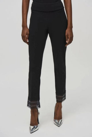 Joseph Ribkoff 244177 Black Pull-On Studded Lace Cuff Pants