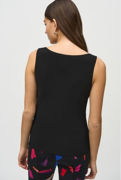 Joseph Ribkoff 244241 Black Cowl Neck Fitted Sleeveless Top