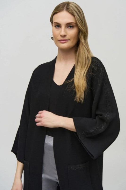 Joseph Ribkoff 244911 Black Embellished Kimono Sleeve Cover-Up
