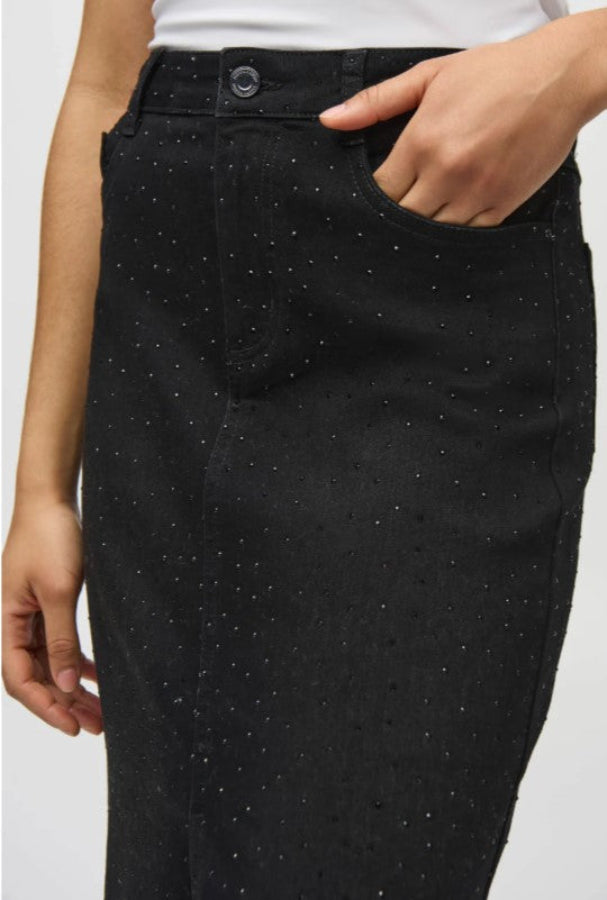 Joseph Ribkoff 244944 Black Embellished Midi Pencil Jean Skirt